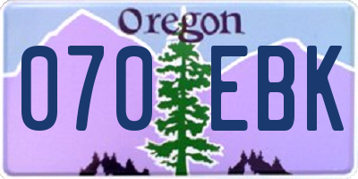 OR license plate 070EBK