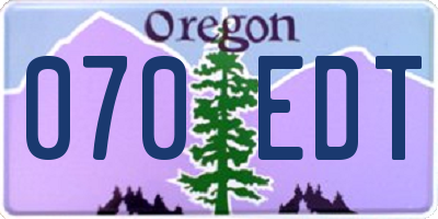 OR license plate 070EDT
