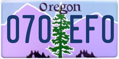 OR license plate 070EFO