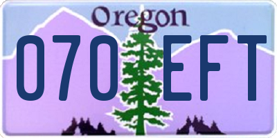 OR license plate 070EFT