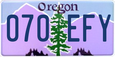OR license plate 070EFY