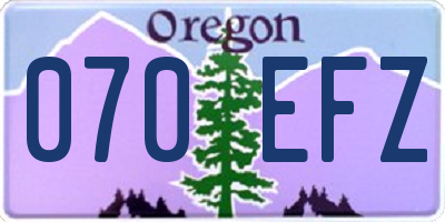 OR license plate 070EFZ