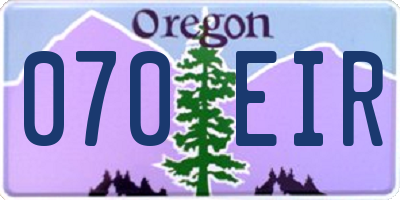 OR license plate 070EIR