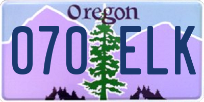 OR license plate 070ELK
