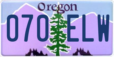OR license plate 070ELW