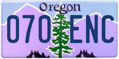 OR license plate 070ENC
