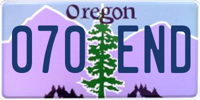 OR license plate 070END