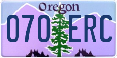 OR license plate 070ERC