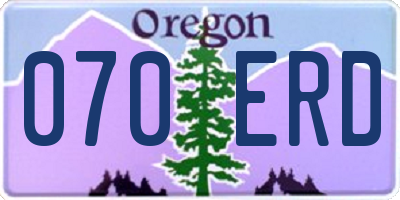 OR license plate 070ERD