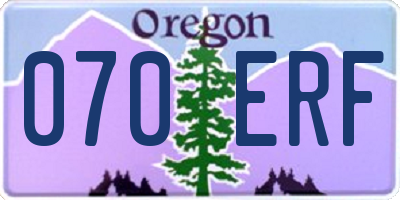 OR license plate 070ERF