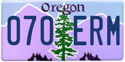 OR license plate 070ERM