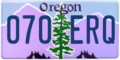 OR license plate 070ERQ
