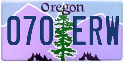 OR license plate 070ERW