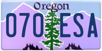 OR license plate 070ESA