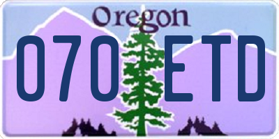 OR license plate 070ETD
