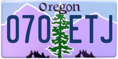 OR license plate 070ETJ