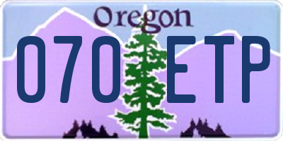 OR license plate 070ETP