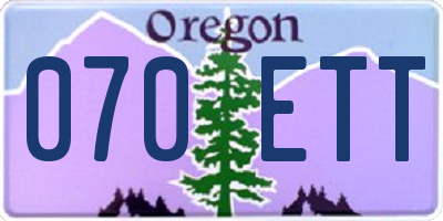 OR license plate 070ETT