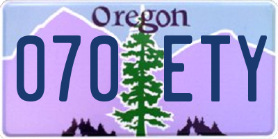 OR license plate 070ETY