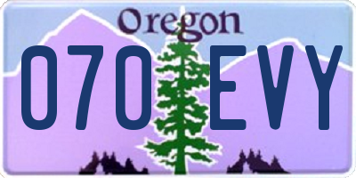 OR license plate 070EVY
