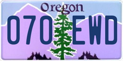 OR license plate 070EWD