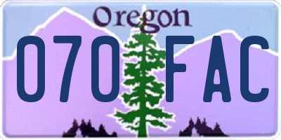 OR license plate 070FAC