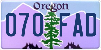 OR license plate 070FAD