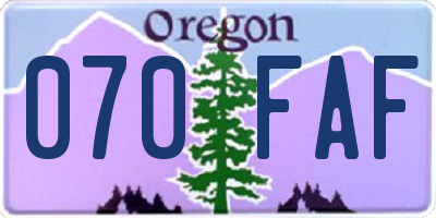 OR license plate 070FAF