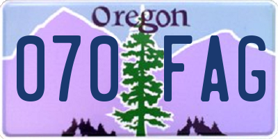OR license plate 070FAG