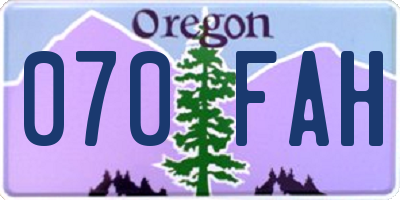 OR license plate 070FAH