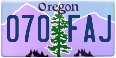 OR license plate 070FAJ