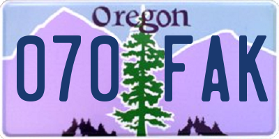 OR license plate 070FAK