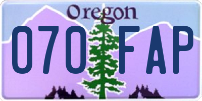 OR license plate 070FAP