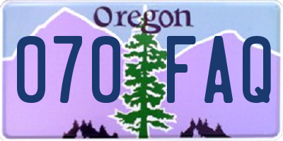 OR license plate 070FAQ