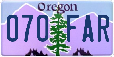 OR license plate 070FAR