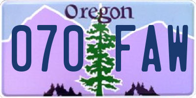 OR license plate 070FAW