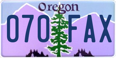 OR license plate 070FAX