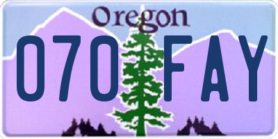 OR license plate 070FAY