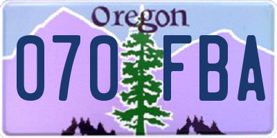 OR license plate 070FBA
