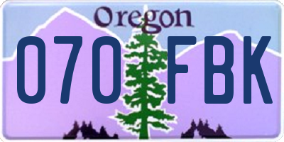 OR license plate 070FBK