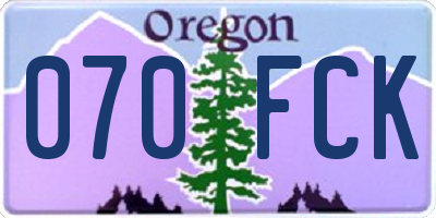 OR license plate 070FCK