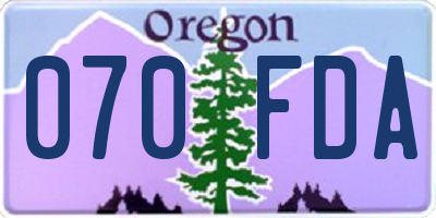 OR license plate 070FDA