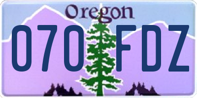 OR license plate 070FDZ