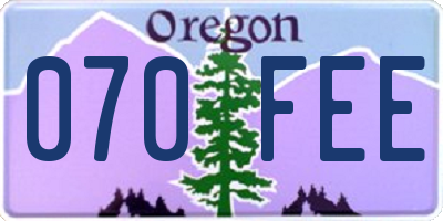 OR license plate 070FEE