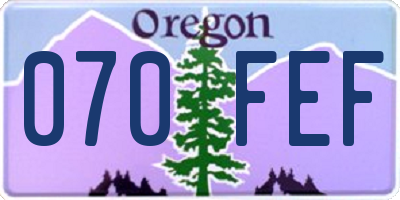 OR license plate 070FEF