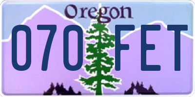 OR license plate 070FET