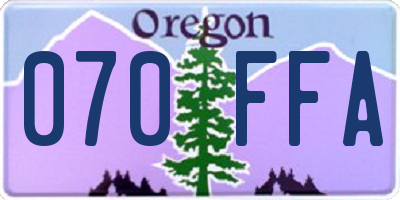 OR license plate 070FFA