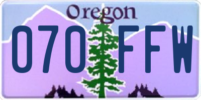 OR license plate 070FFW