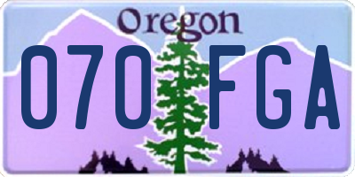OR license plate 070FGA