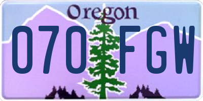 OR license plate 070FGW